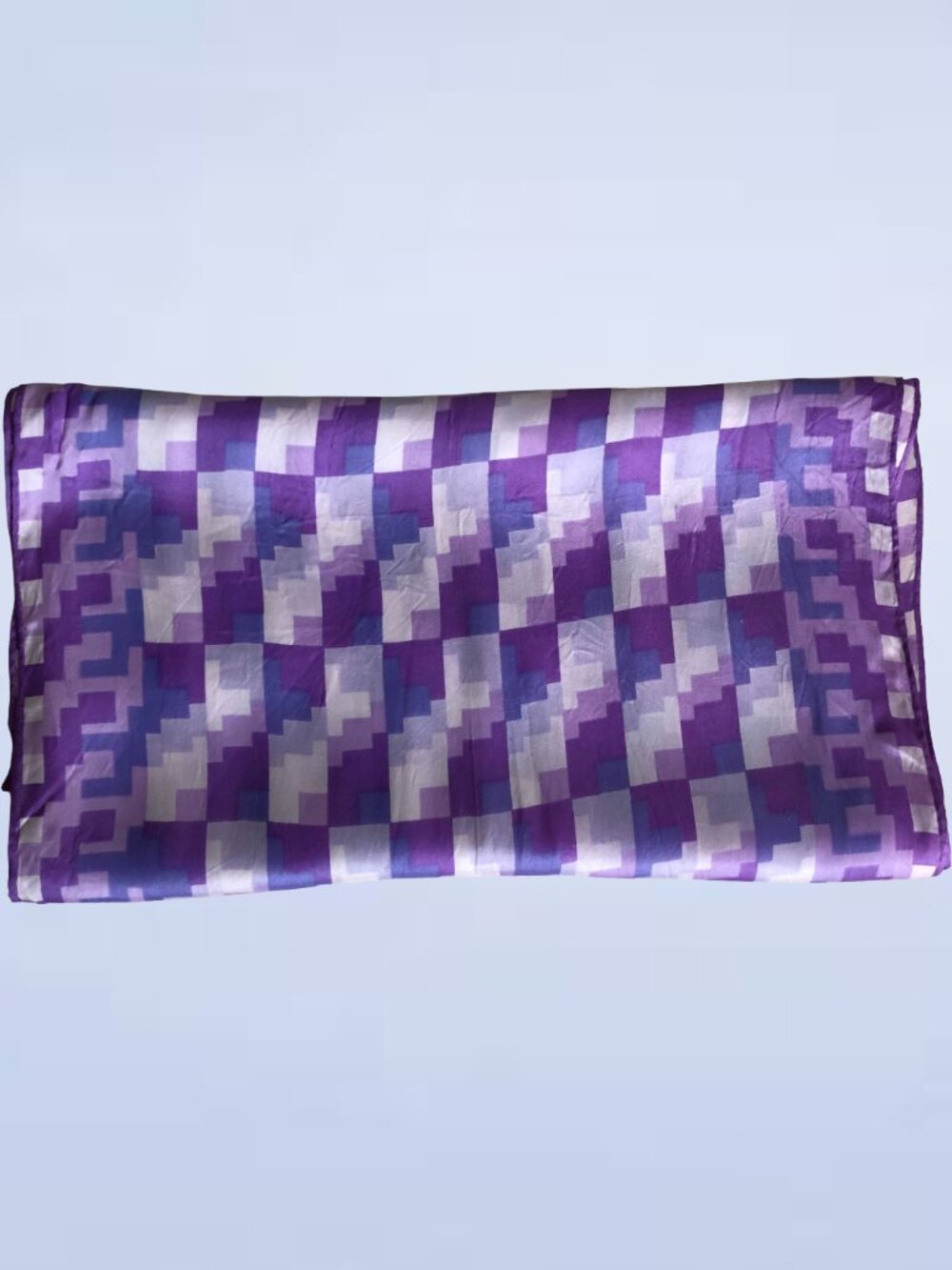 Vintage 1970s Acetate Scarf Featuring A Purple And White Optical Illusion